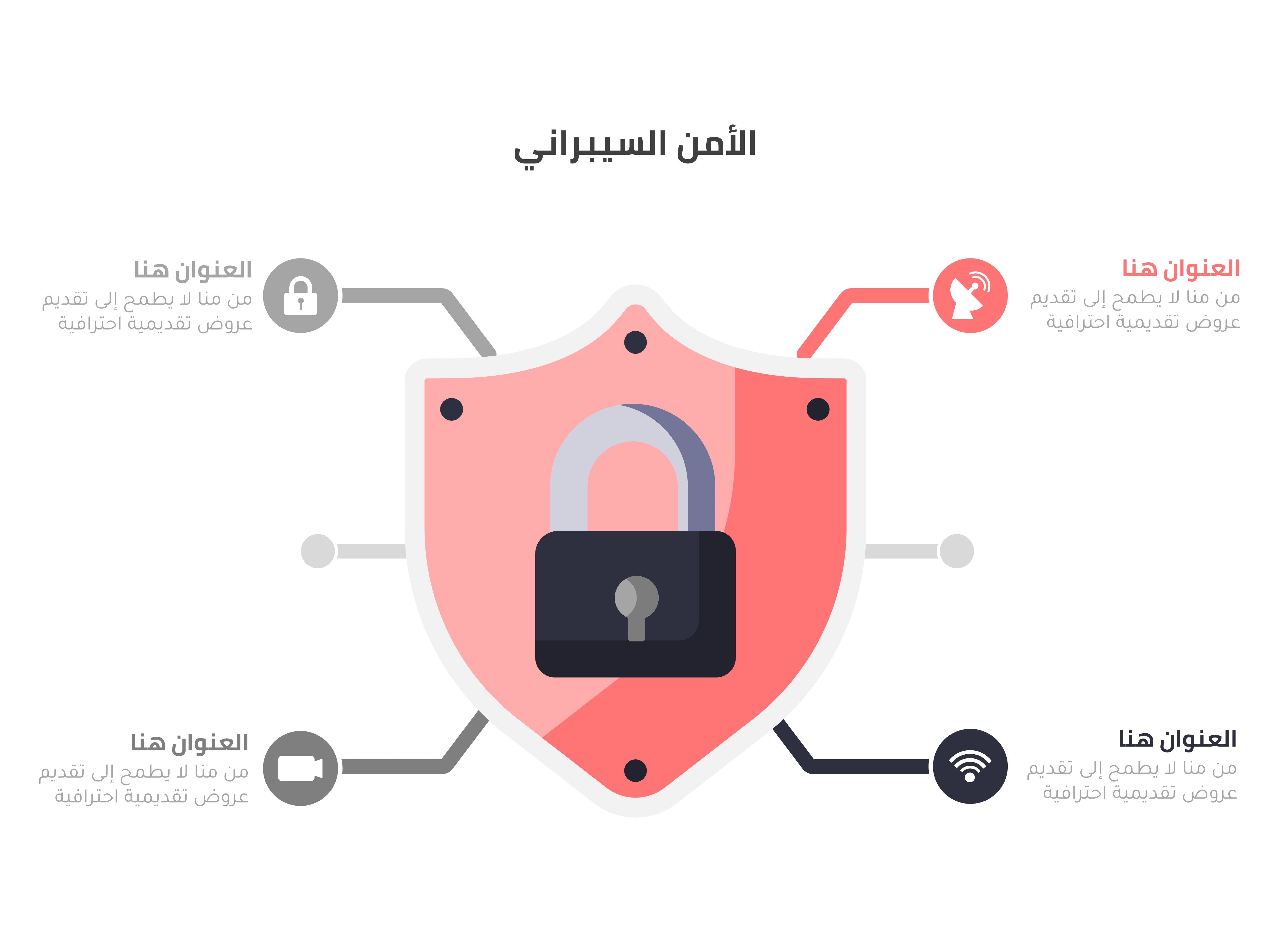 انفوجرافيك تصميم اربع خيارات Cyber Security