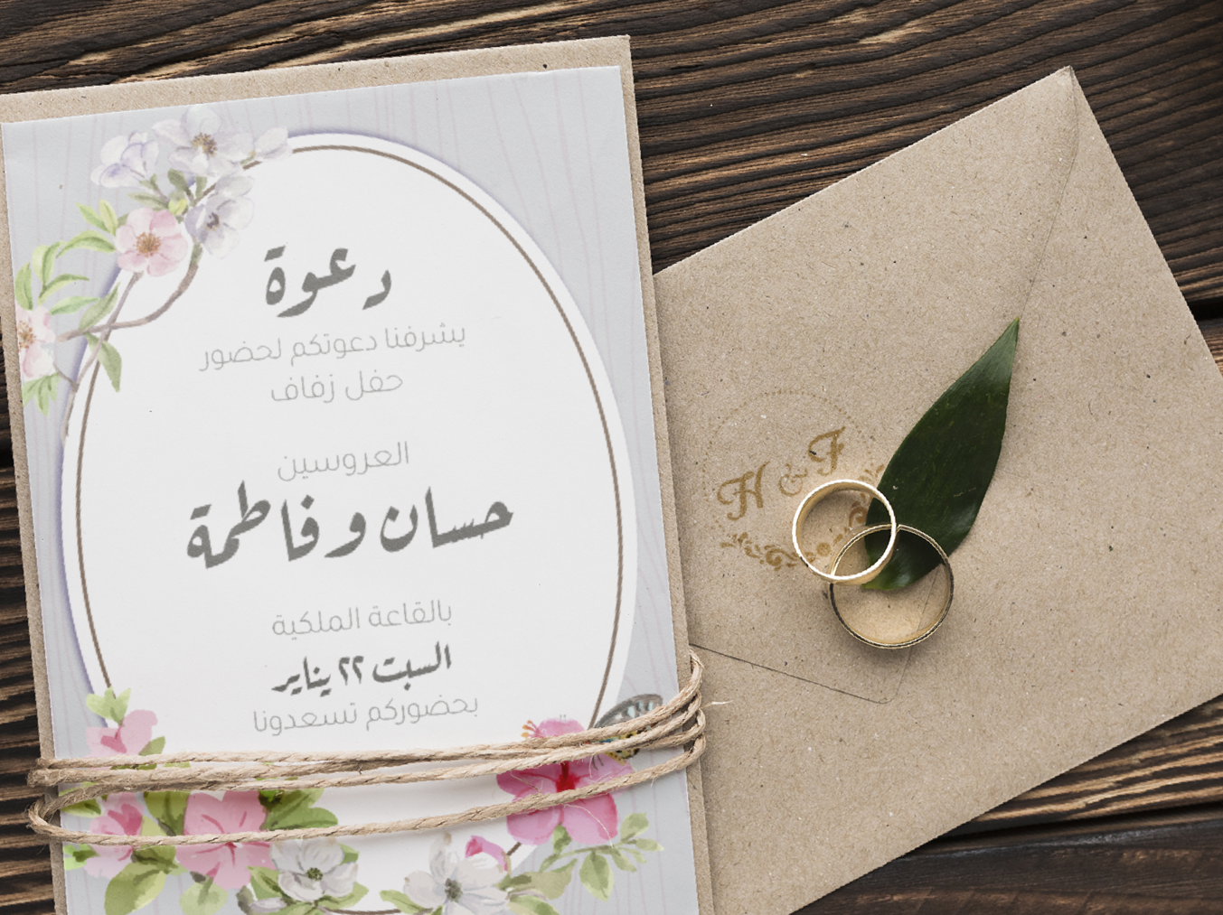 بطاقة زفاف بإطار بيضاوي و خلفية فاتحة-Wedding card-Takareer